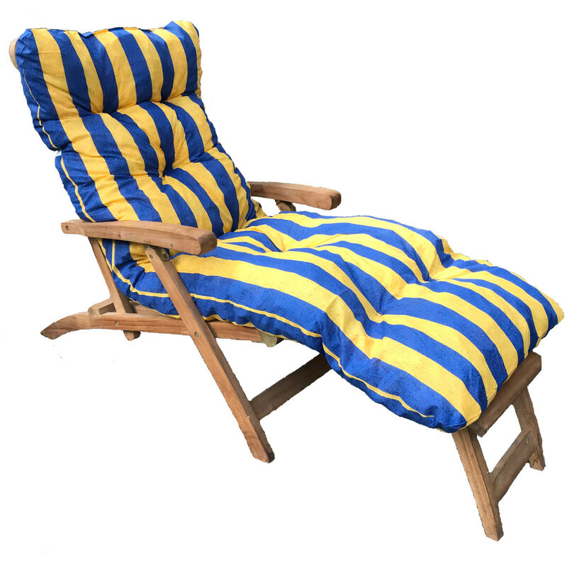 Oliver's - Coussin bain de soleil lignes jaunes et bleues 180x60 cm