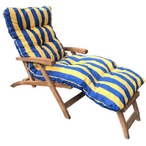 Coussin bain de soleil lignes jaunes et bleues