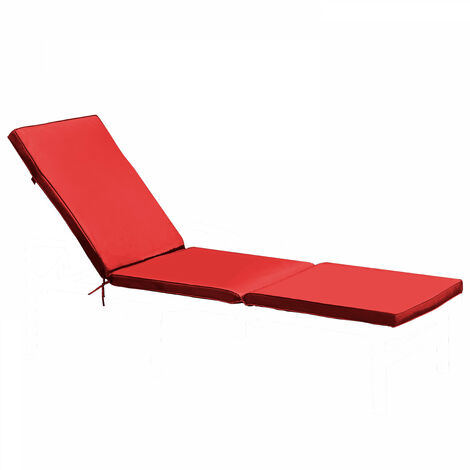 Coussin bain de soleil rouge 186 x 53 cm – Épaisseur 5 cm – Polyester résistant aux UV – Fixation facile avec liens latéraux – Solys