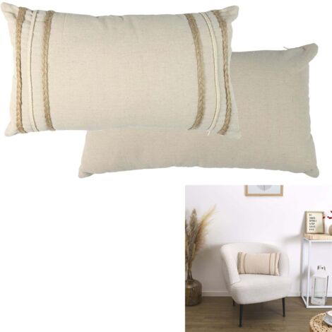 Coussin Beige Et Blanc Tresse 30x50cm
