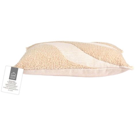Coussin Beige Et Blanc Tufte 30x50cm