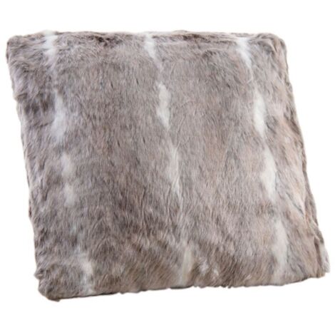 Coussin beige imitation fourrure