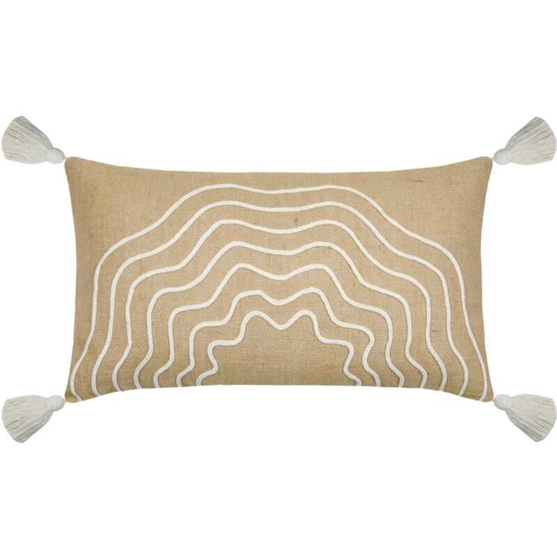 Coussin beige rectangulaire avec relief Beige 30x50 cm