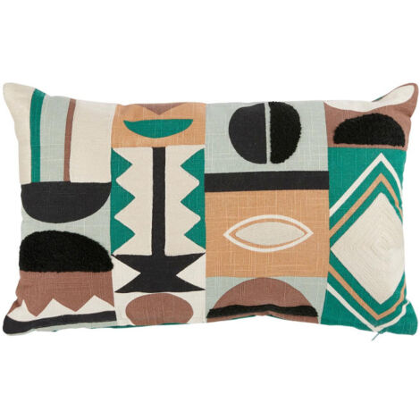 Coussin Brodé Imprimé "Malakite" 30x50cm Vert