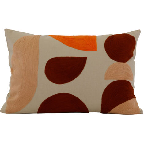 Coussin brodé motif abstrait Brique 40x60 cm