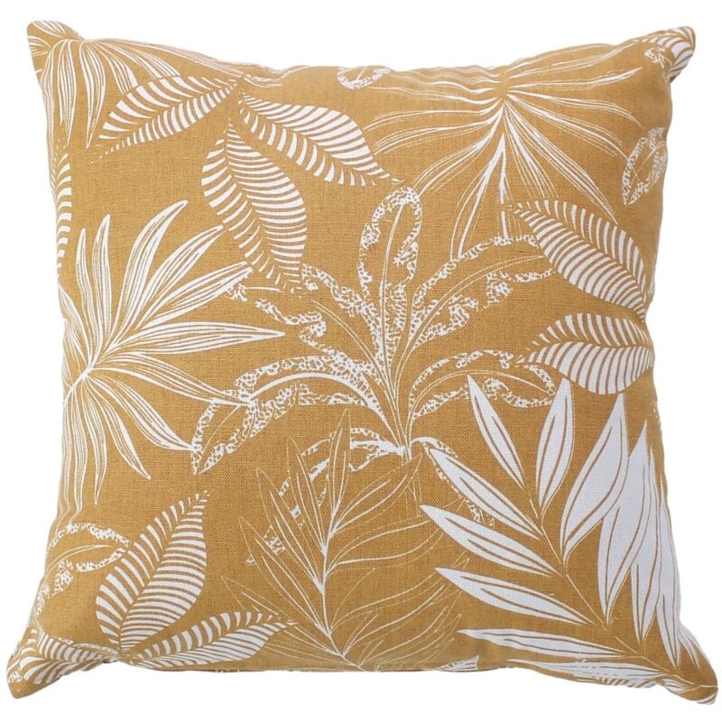 Coussin canapé déhoussable motif végétal Beige 40x40 cm