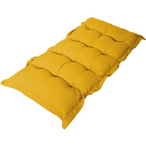 Coussin capitonné Confort Intérieur Extérieur 120x60cm - Jaune Miel