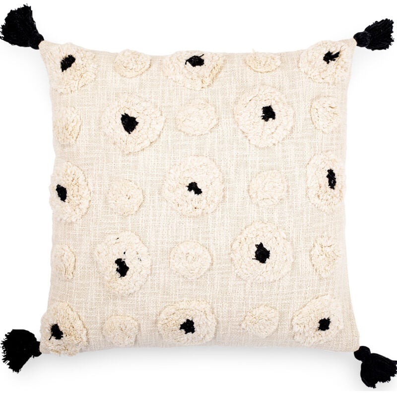 Privatefloor - Coussin de style boho Bali - Housse et Rembourrage inclus - Eleanor Noir