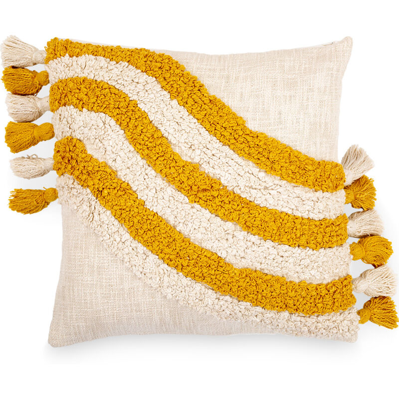 Privatefloor - Coussin de style boho Bali - Housse et Rembourrage inclus - Karie Jaune