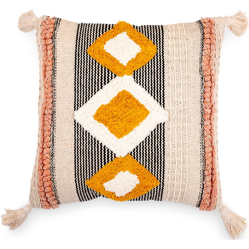 Privatefloor - Coussin de style boho Bali - Housse et Rembourrage inclus - Mabel Multicolore