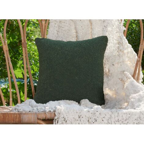Coussin carré 45x45 cm en tissu effet peau de mouton vert EDEN