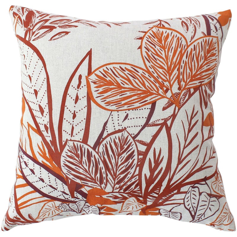 Coussin carré coloré motif exotique Ecru 40x40 cm