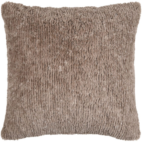 Coussin carré fausse fourrure avec recto velours Taupe 45x45 cm