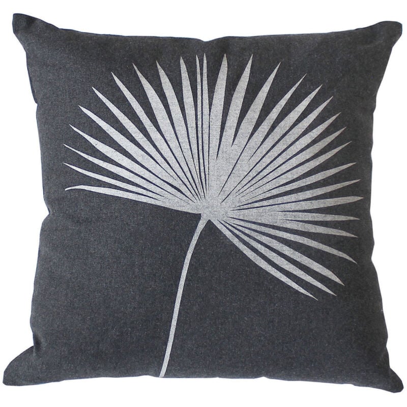 Decostars - Coussin carré feuille de palmier Gris Foncé 40x40 cm