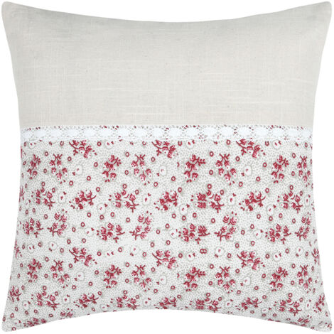 Coussin carré fleurs en coton Rose 40x40 cm