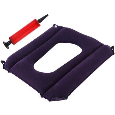 Coussin Carré Gonflable Confort Respirant Coussin de Siège à Air Gonflable et Gonfleur (Noir) pour Assise Toilette Bureau Chaise d'école Fauteuil Roulant, Post-partum Soulager la Pression