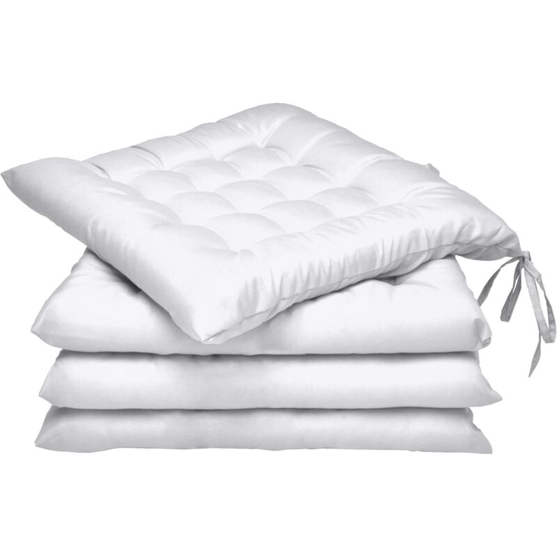 Memkey - Coussin Chaise Jardin Lea - Lot de 4 – Coussin Exterieur Confortable et épais - Idéal pour intérieur et extérieur - 40x40x5 cm - Blanc