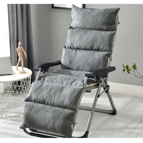 Coussin Chaise Longue Amovible KALAVIKA - Matelas Portable pour Jardin Terrasse - 125x50x12cm Gris