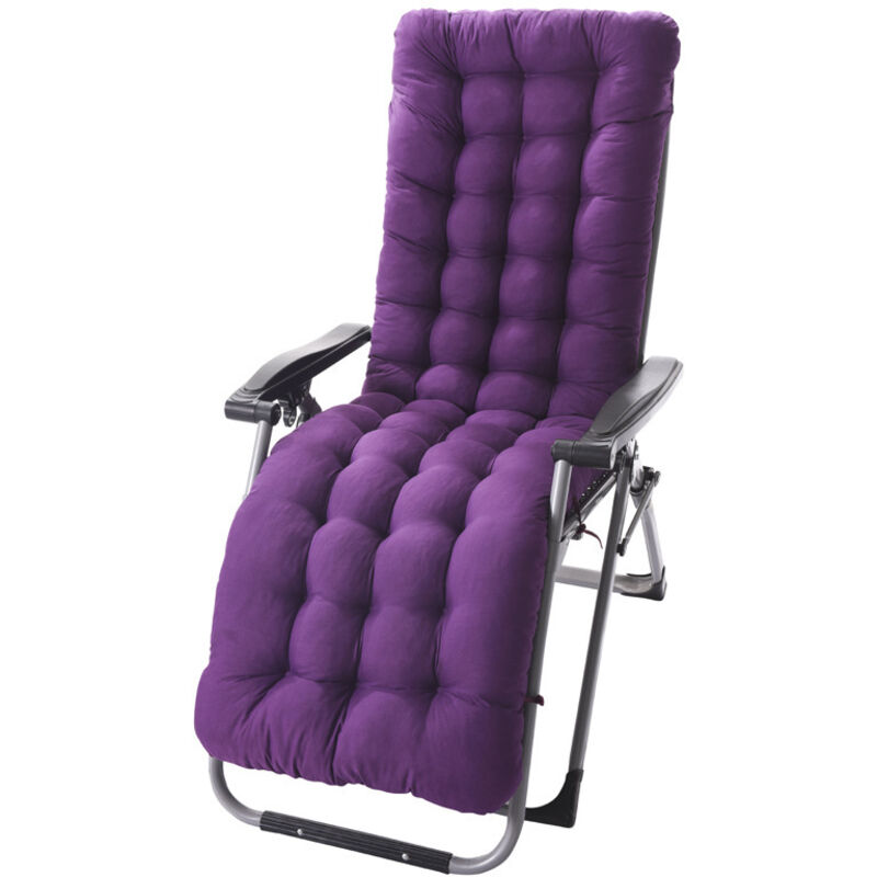 Coussin Chaise Longue avec Anti-dérapant Coussin Transat Bain de Soleil Jardin Haut Epais pour Fauteuil Relax Chaise Longue-Violet-48X125X8cm