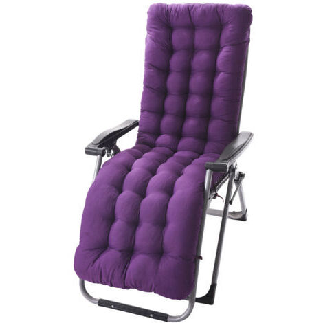 Coussin Chaise Longue avec Anti-dérapant Coussin Transat Bain de Soleil Jardin Haut Epais pour Fauteuil Relax Chaise Longue-Violet-48X125X8cm