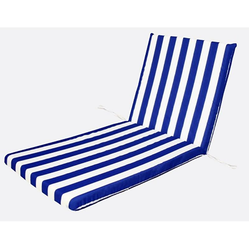 Coussin Chaise Longue Siège Monobloc 120X50X5Cm Textile Blanc/Bleu Teplas 8426334013974