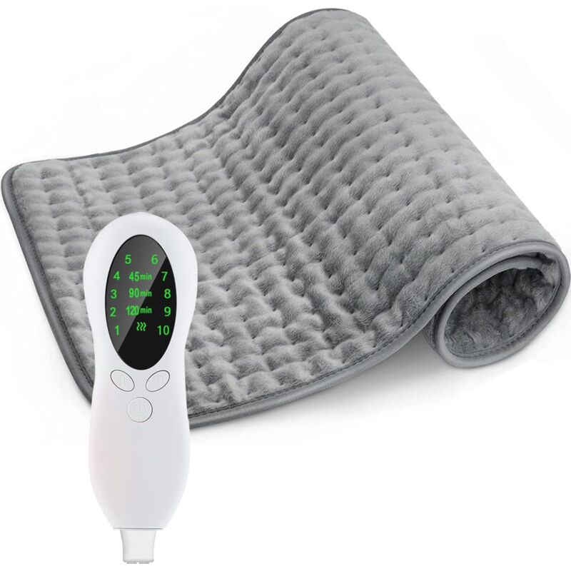 Coussin Chauffant 6030cm, Fonction D'arrêt Automatique, Minuterie à 3 Niveaux et 10 Niveaux de Températures, Coussin Chauffant Electrique pour un