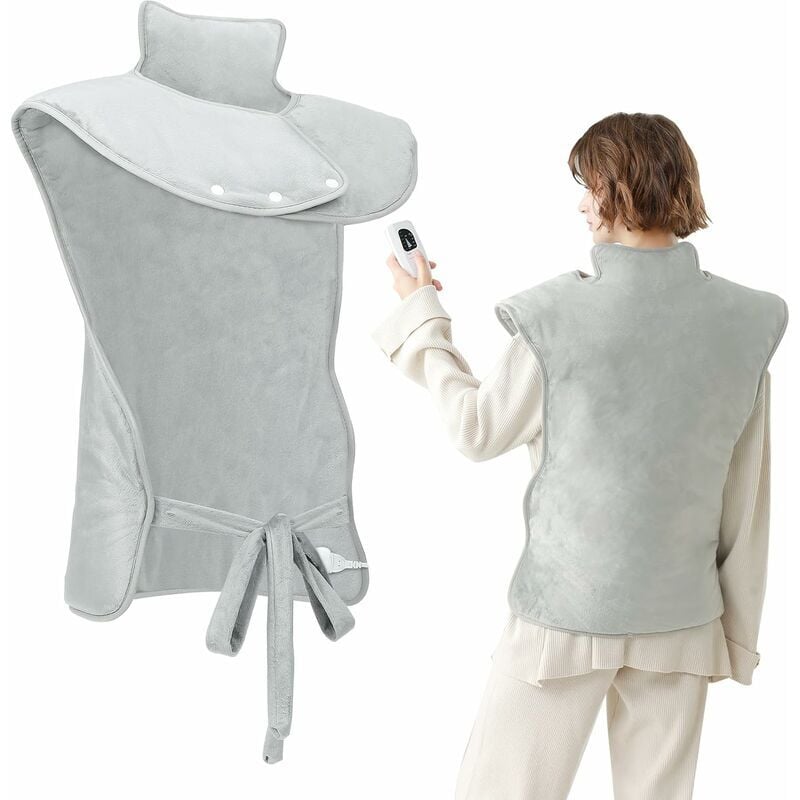 Coussin Chauffant Cervicales Dos Nuque - Couverture Chauffante Electrique avec 6 Température Réglable / 4 Réglages de Minuterie / Chauffage Rapide /