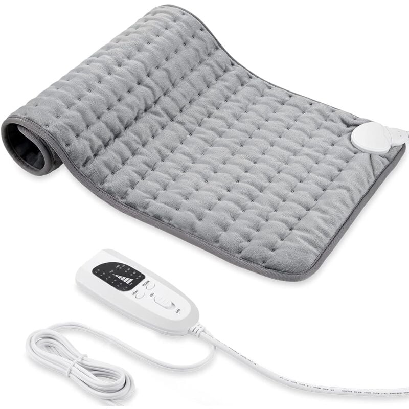 Coussin Chauffant, Coussin Chauffant éLectrique Avec ArrêT Automatique et Coussin Chauffant à 6 Niveaux de TempéRature - Lavable en Machine.(Gris