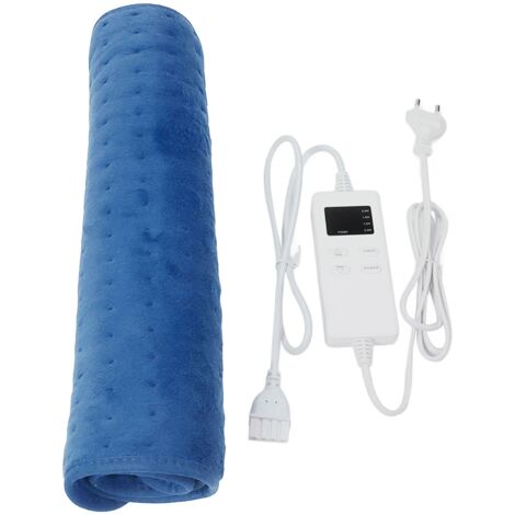 Coussin Chauffant Électrique 6 Températures Minuterie Arrêt Auto Taille Unique Couverture Chauffante Bleu AC 220V‑240V