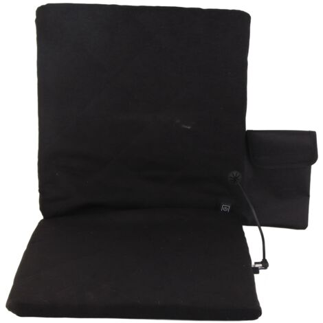 Coussin chauffant électrique pliable avec dossier pour camping, pêche, chasse - Noir