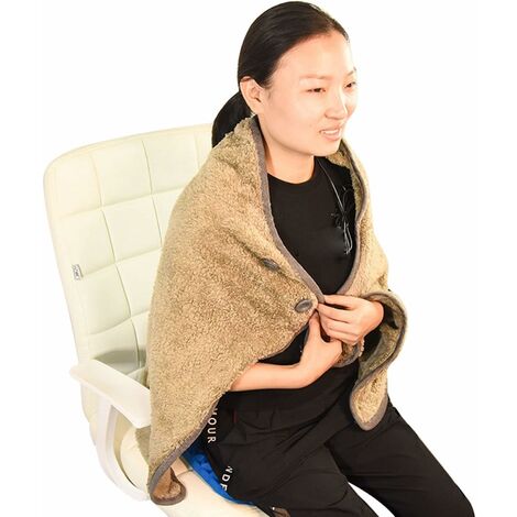 MP2 Châle chauffant en peluche pour bureau et genoux, poncho chauffant  portable pour femme avec fermoirs