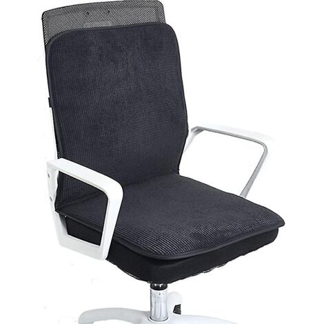 Coussin chauffant noir pour chaise de bureau, 4 niveaux de température réglables, dossier et assise chauffants électriques