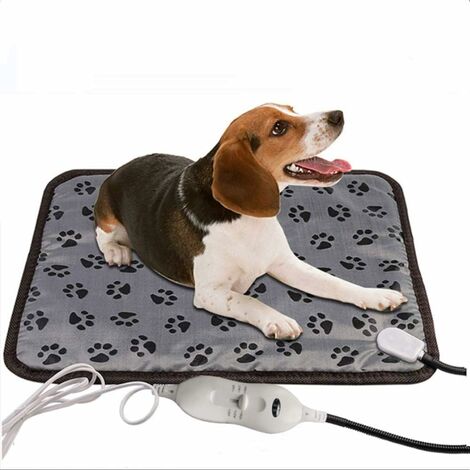 Coussin Chauffant pour Chiens et Chats Couverture chauffante électrique pour Animaux de Compagnie Tapis thermostatique étanche à température réglable avec Tube Anti-Morsure (M-45 45cm)