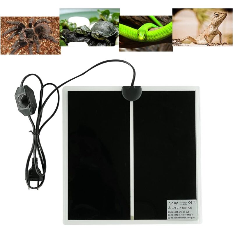 Tapis Chauffant Reptile, Coussin Chauffant Terrarium Réglable avec Contrôle De La Température pour Reptiles -Tortue, Serpents, Lézards, Geckos,