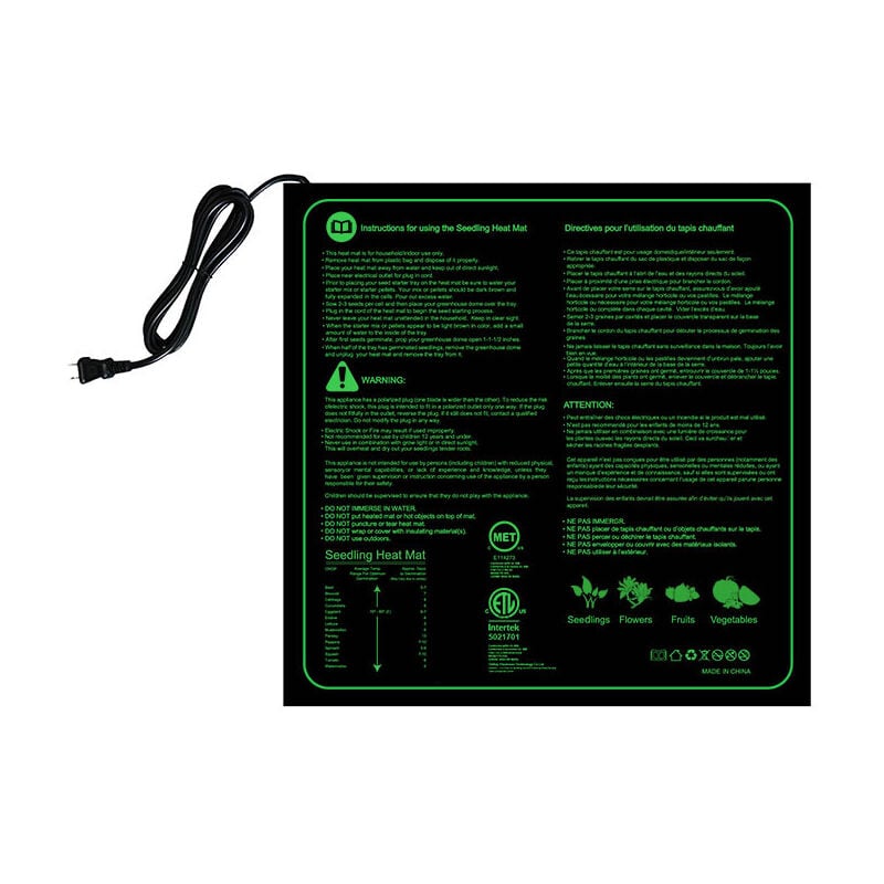 Crea - Coussin chauffant pour semis 50x50CM Le coussin chauffant pour semis imperméable et durable convient à la culture hydroponique intérieure et à