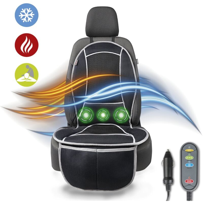 Walser - Coussin chauffant pour siège de voiture Cool Heat avec fonction de massage noir