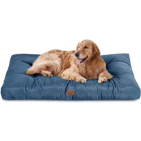 Coussin Chien Grande Taille Imperméable - Tapis de Tissu Oxford, Matelas XL Bleu Marine Profond (110x89x10cm)