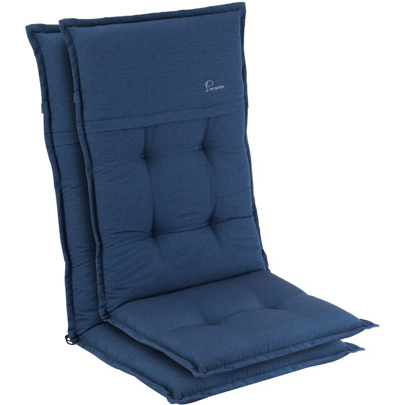 Coussin Coburg Coussin de fauteuil chaise de jardin à dossier haut en polyester 53x117x9 cm - Bleu Océan