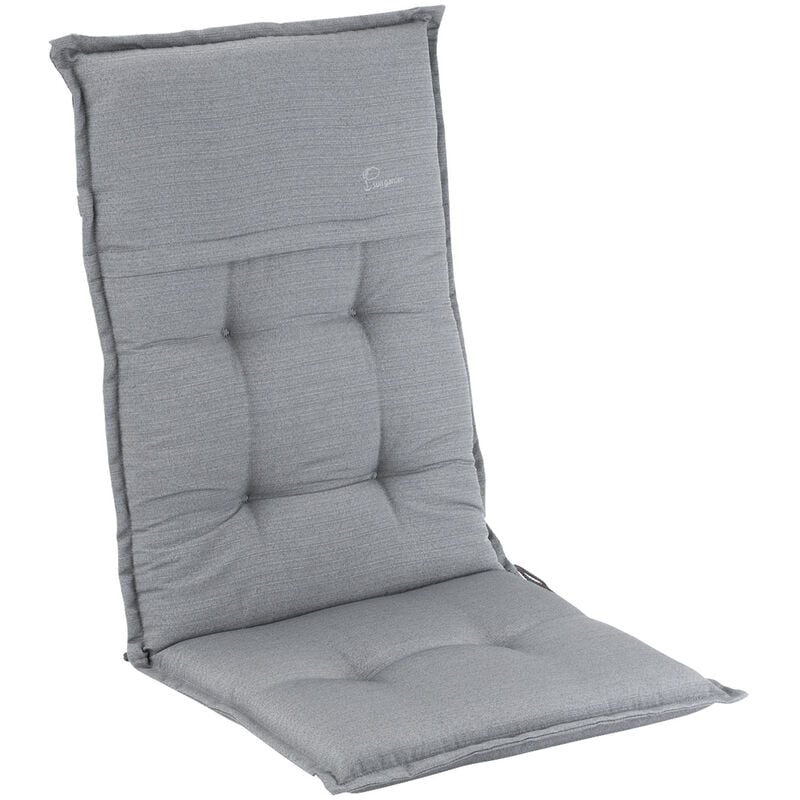 Coussin Coburg Coussin de fauteuil chaise de jardin à dossier haut en polyester 53x117x9 cm - Gris Moyen
