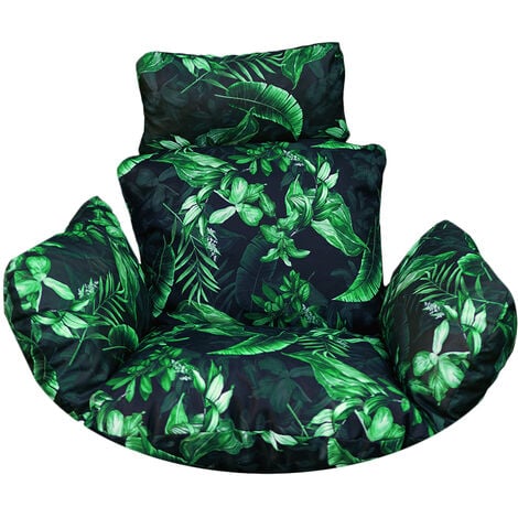 Coussin Cocoon pour balançoire suspendue - feuilles vertes