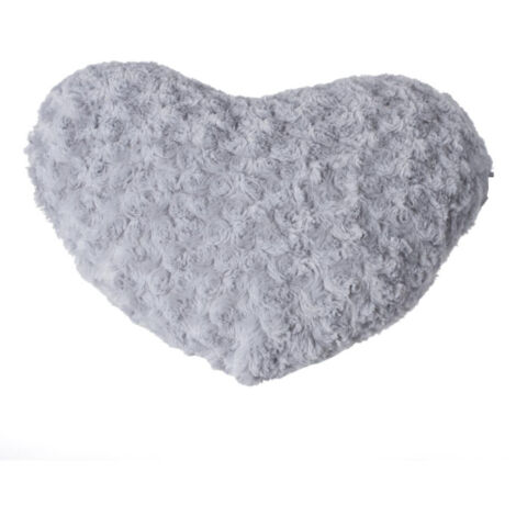 Coussin Coeur "Bouclée" 28x36cm Gris Clair