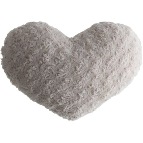 Coussin Cœur Bouclée en Lin Beige 28x36cm - Atmosphera, Créateur d'Intérieur