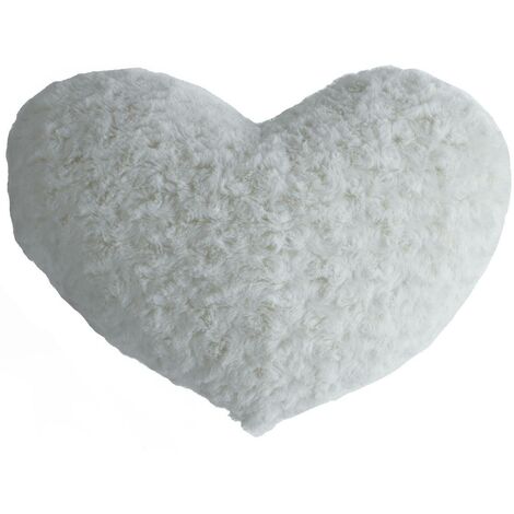 Coussin coeur Bouclette blanc ivoire 28x36cm - Atmosphera créateur d'intérieur