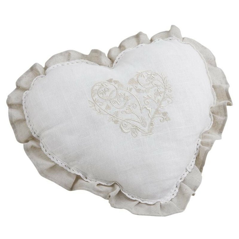 Coussin coeur en lin et coton
