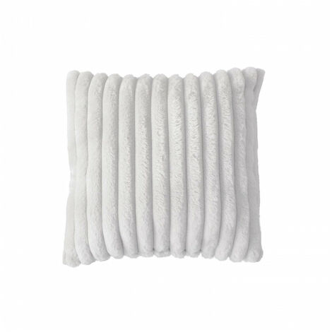 Coussin côtelé effet fourrure blanc - 40x40cm - Blanc