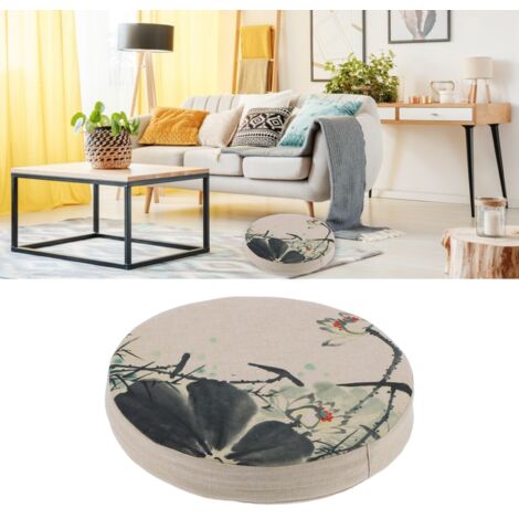【Coussin】 Coussin de Kneeling Assis XL Antidérapant Lavable Chinois Style Tissu Coton Linen Confortable Epais 40cm