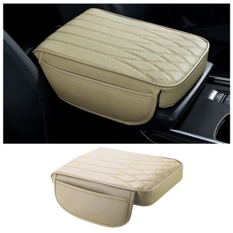 Coussin D'accoudoir De Voiture En Cuir, Coussin D'accoudoir En Mousse à Mémoire De Forme Pour Véhicule, Housse D'accoudoir Universelle Imperméable Pour Console Centrale Voiture(Beige)