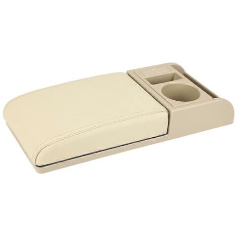 Coussin d'accoudoir PU pour voiture SUV, housse de console centrale avec porte-gobelet et rangement - Beige droit