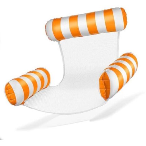 Coussin d'air pour piscine, fauteuil gonflable, chaise aquatique avec dossier et accoudoirs, siège de natation, chaise de natation gonflable, transat, transat aquatique (rayures orange)
