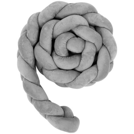 Coussin d'allaitement bébé 1,5m en serpent tressé doux, protège-lit gris (190 caractères)